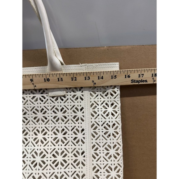Tory Burch Perforated Patent Leather Tote White Bag - Picture 9 of 9